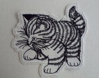 Black & White Kitten Cat Iron-on Patch