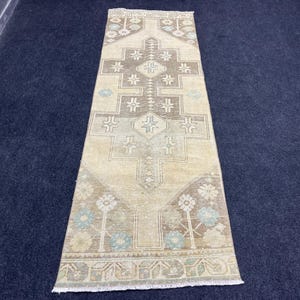 Vintage Turkish Runner Rug: Handmade Hallway Rug (2.5x7.9 ft)