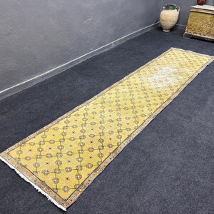 2x10 ft Runner rug, Vintage runner rug, Handmade runner rug, Hallway rug, Turkish runner rug, Blue and brown runner rug.