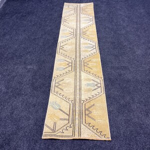 2x7 ft Runner rug, Vintage runner rug, Handmade runner rug, Hallway rug, Turkish runner rug, Beige the Blue Runner rug.