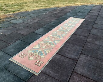 2x8 ft Runner rug, Vintage runner rug, Handmade runner rug, Hallway rug, Turkish runner rug, Beige the orange runner rug.