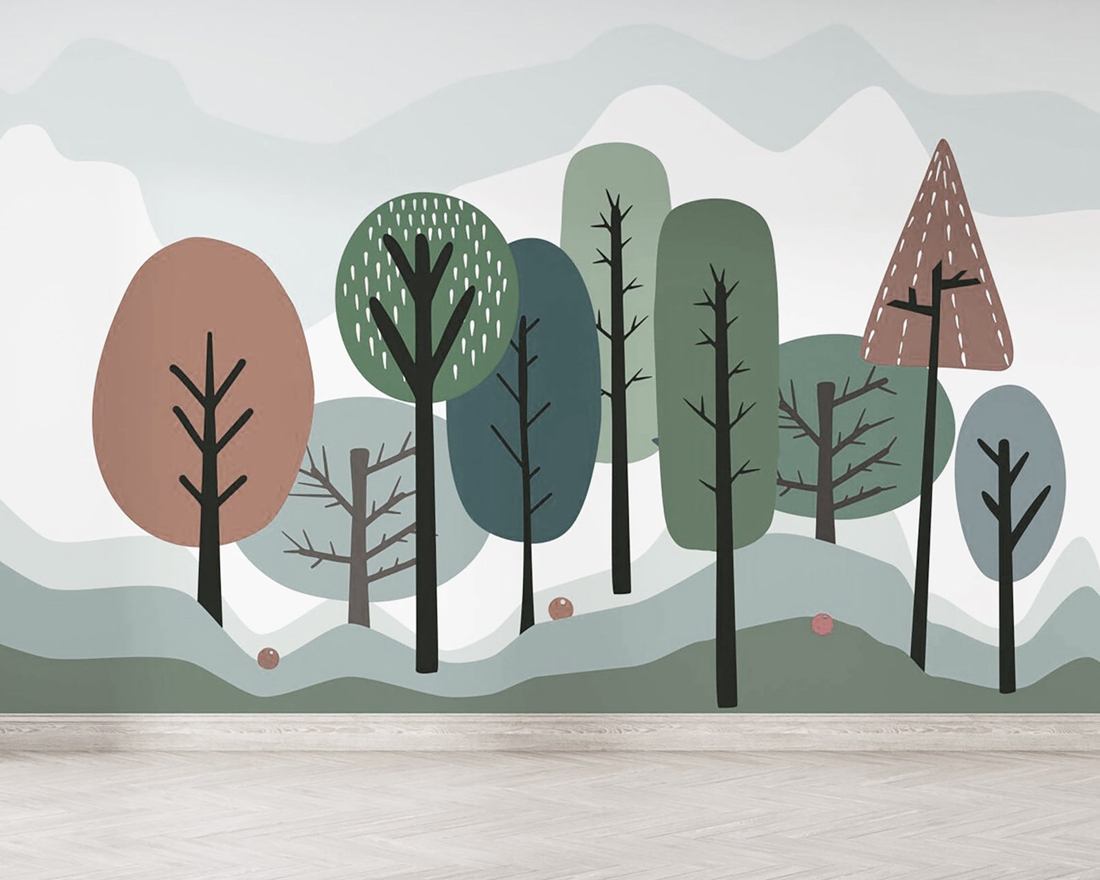 Forest Nursery Wallpaper Wall Mural for Kids Nursery Room Etsy
