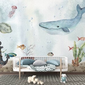 Ocean Nursery Wallpaper Underwater Wallpaper Watercolor - Etsy