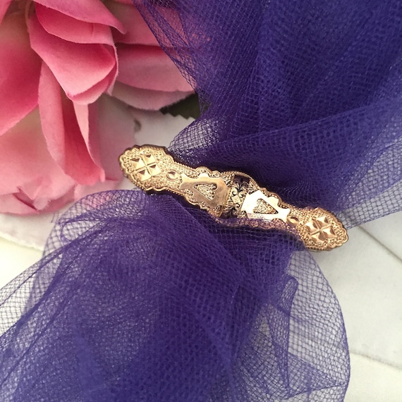 Rare Embossed Hair Clip. Gold Fill from the 1880’… - image 7