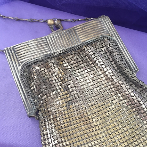 Whiting & Davis Co. Mesh Silver Toned Purse. 1930… - image 2