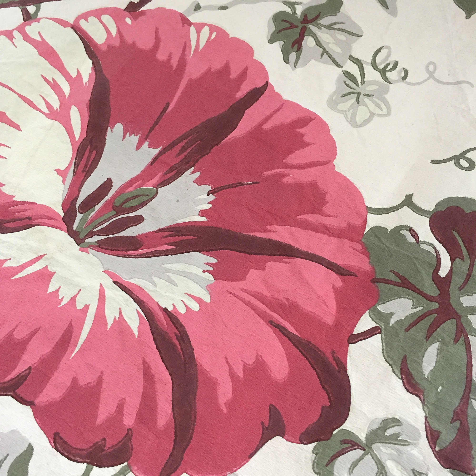 Paper Drapery Paper Drapery 1940s WWII Rationing Item. Morning Glory Motif. Two 28 X ...