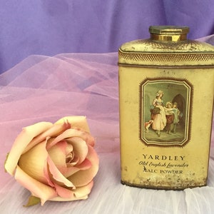 Yardley Old English Lavender Talc 1950’s 243g and 6” in  Slider Top Full Some Imperfections on