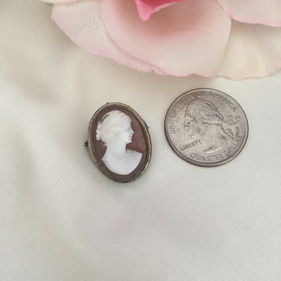 Mollusk Shell Cameo Pin and or Locket Set in Silv… - image 7