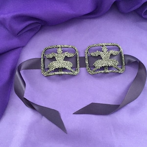 Ladies Shoe Buckles Circa Early 1900s. Cut Steel with Unusual Design of Pierrot the French Clown. Marked J.I. Co. France.