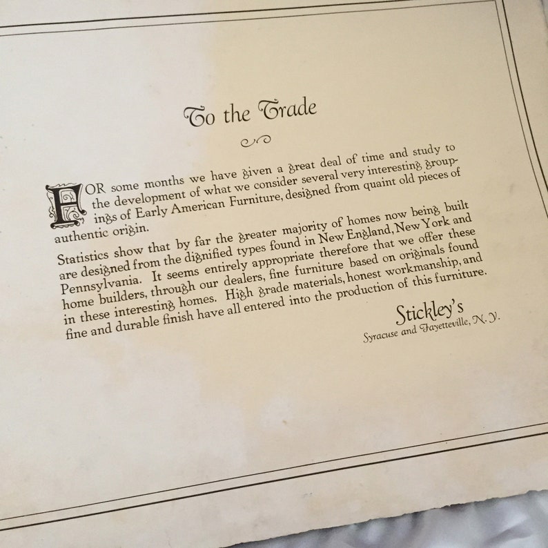 1928 Stickley Brothers Furniture Catalog. 66 Pages. 14” X 11” Size