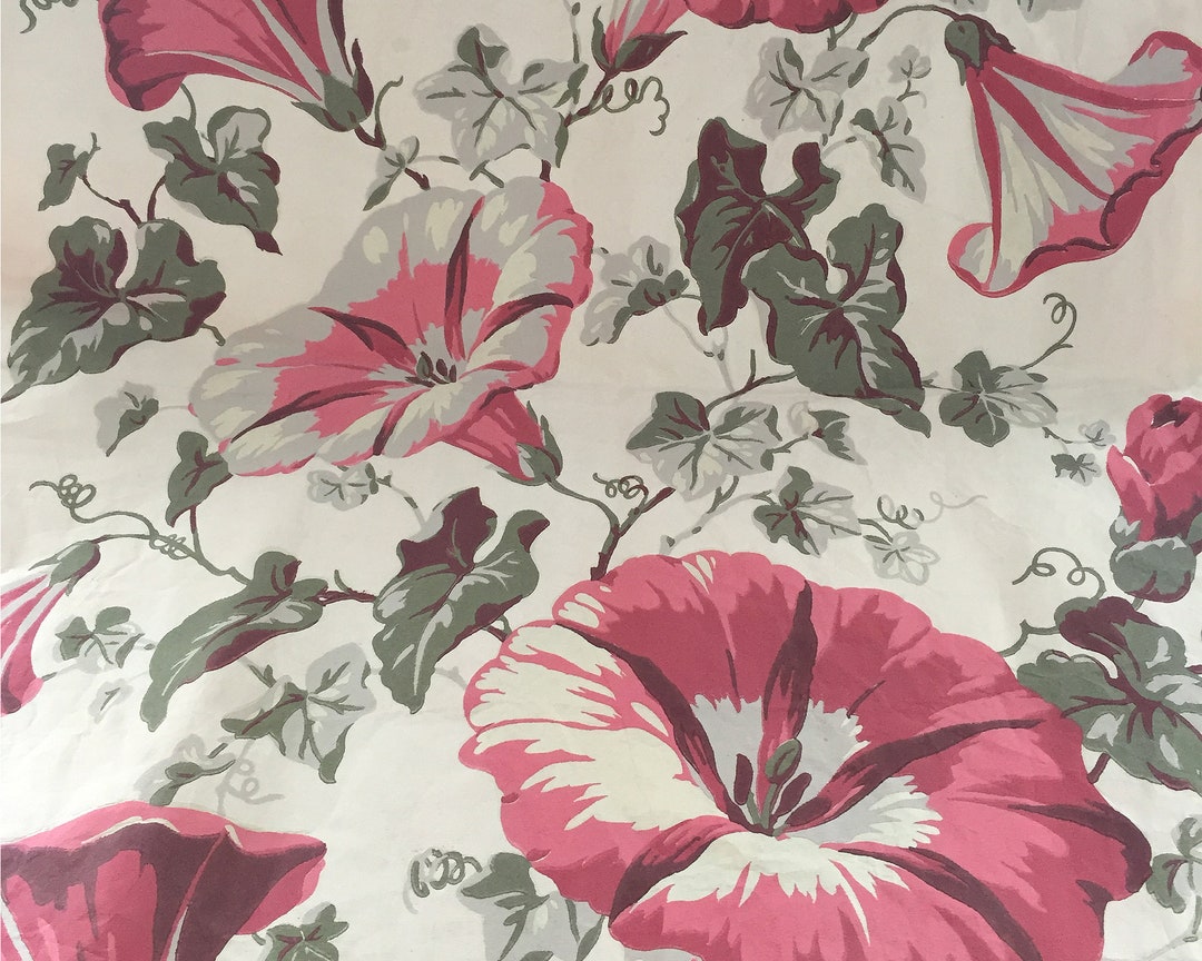 Paper Drapery Paper Drapery 1940s WWII Rationing Item. Morning Glory Motif. Two 28 X ...