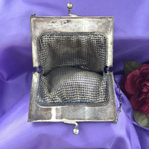 Whiting & Davis Co. Mesh Silver Toned Purse. 1930… - image 6