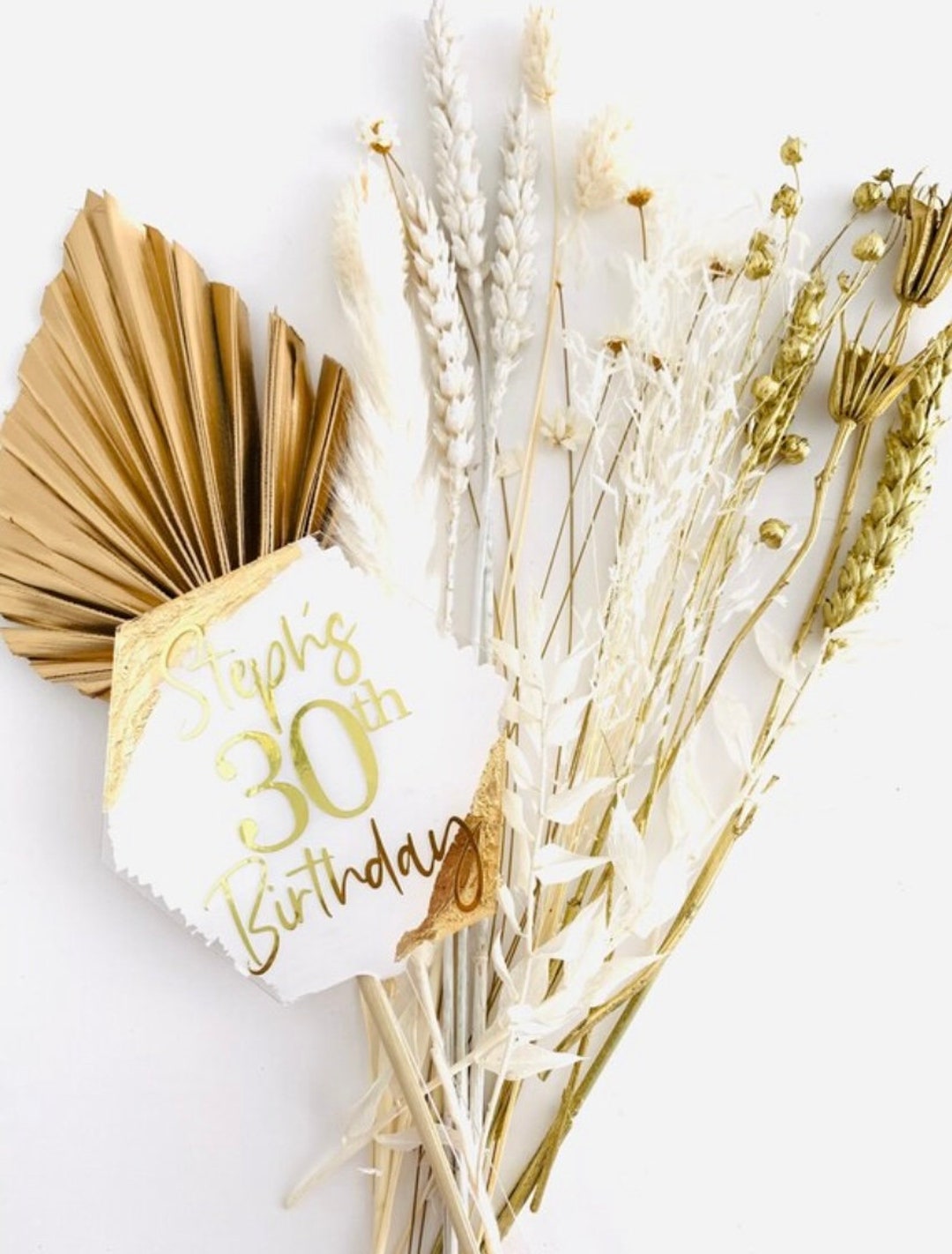 Personalised Bakers Bunch Dried Flower Bouquet and Acrylic Paddle Cake