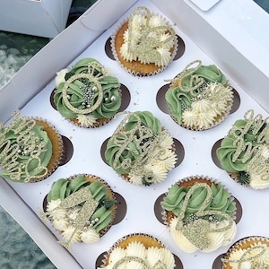 Lot de 6, 12 ou 18 décorations pour gâteaux et cupcakes pour une douche nuptiale Hen Do, bague, Mademoiselle à Mme, mariage, coeurs, future mariée, champagne or/argent/