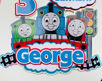 Personalised train theme cake topper engine, steam train, train party, birthday topper Thomas inspired