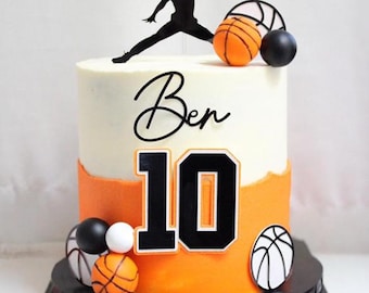 Basketball themed Air Jordan birthday cake topper set with personalised name & age. Birthday cake topper,10th birthday