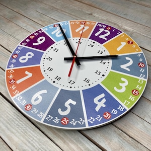 Adorable Wooden Clock for Kids Room - Educational & Fun Wall Decor, 12 inches