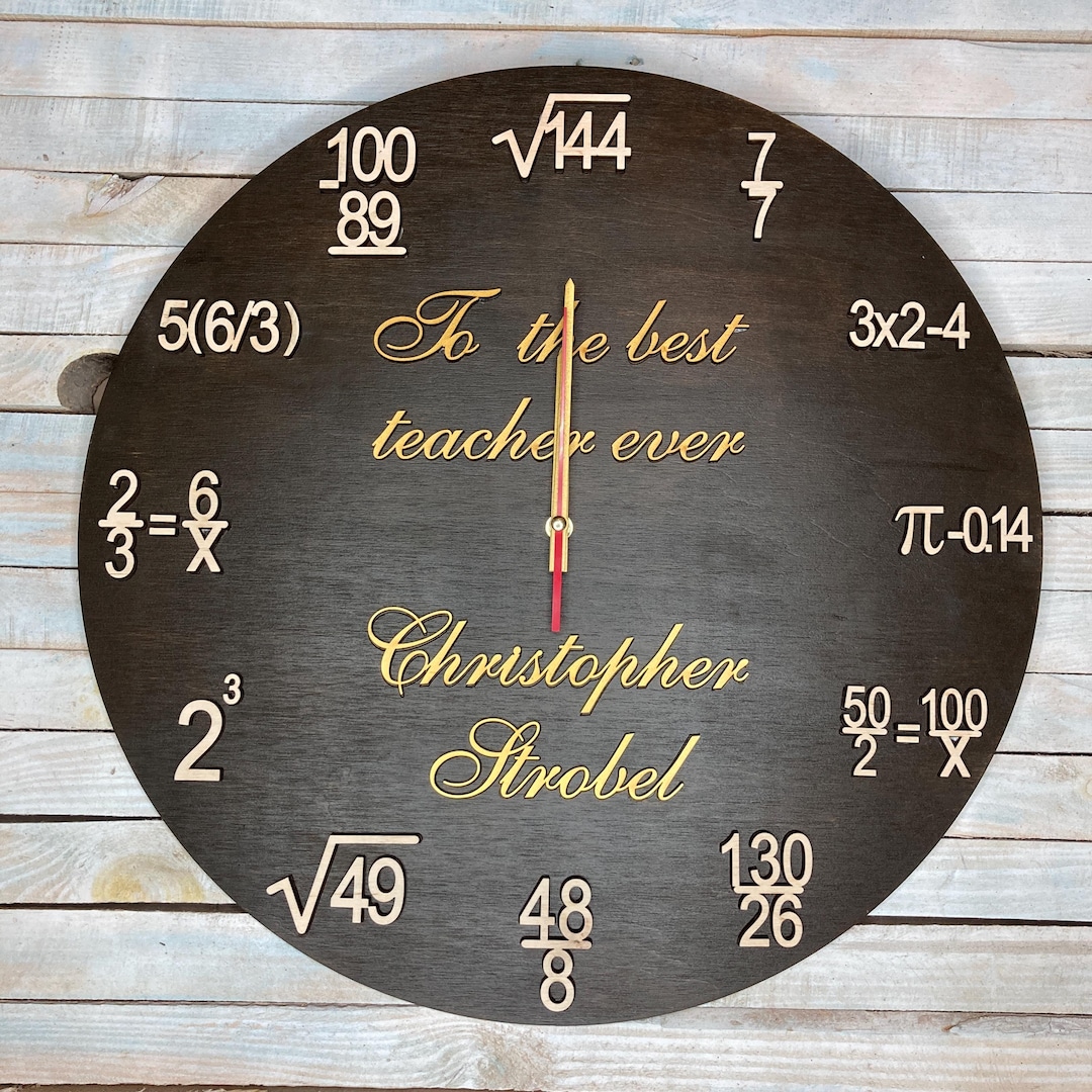 For Math Address Clock Handmade Mathematics Timepiece for Classroom- Personalized Teacher Gift ...