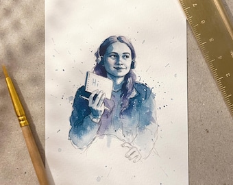 ST Max Mayfield Mini Watercolor Portrait Print – Limited Edition Art
