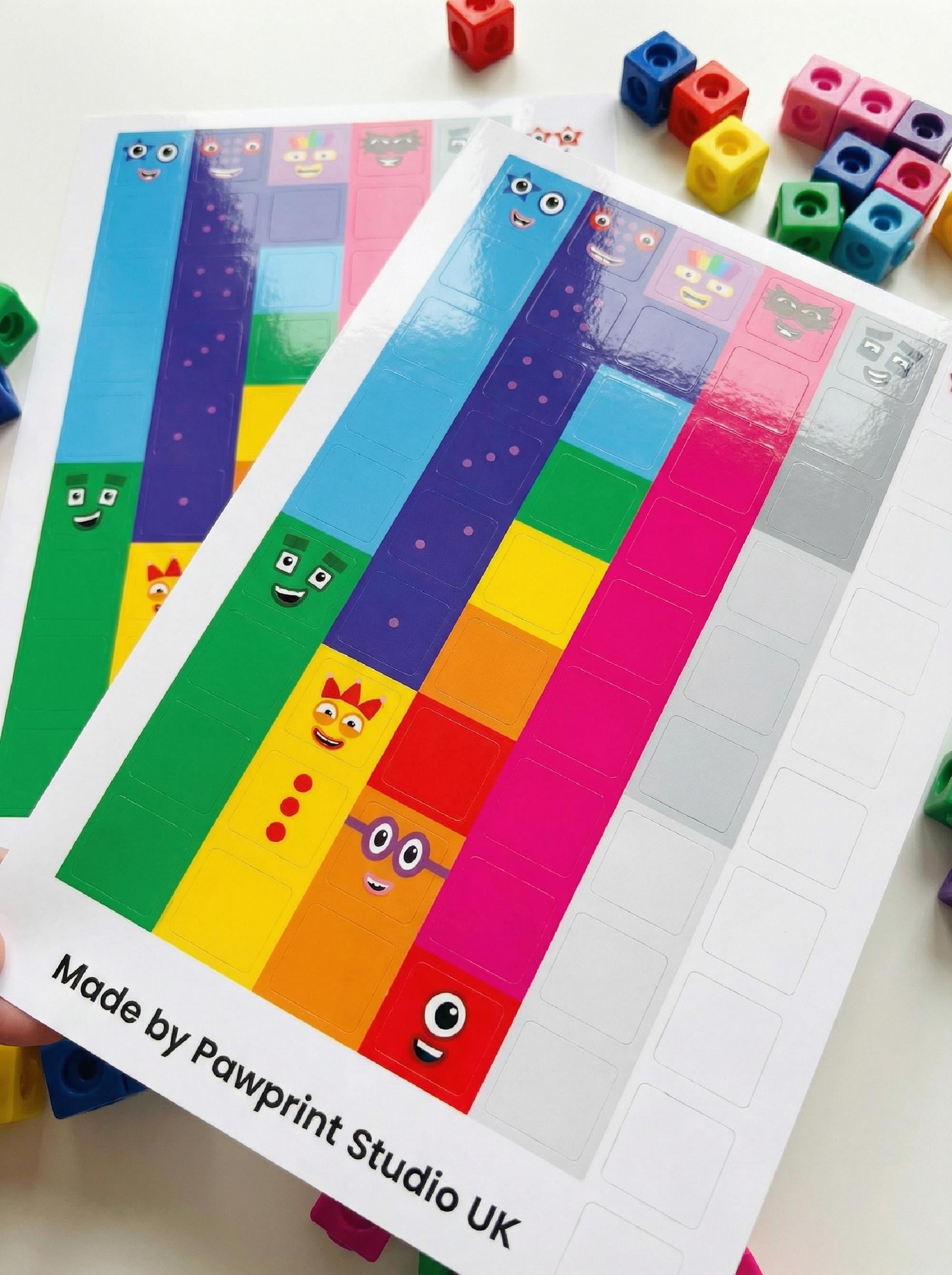Kids Maths Sticker Sheet Set 1–10 | Educational Number Blocks Stickers ...