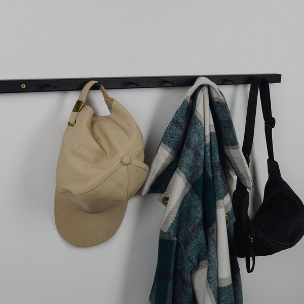 Metal wall mount coat rack with shelf Clothing hanger rack Rustic reclaimed rack gift Industrial entryway shelf with hooks Wooden towel rail