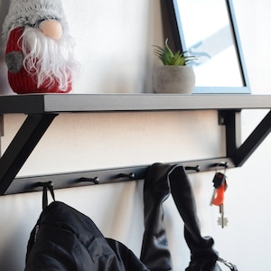 Metal Wall Mount Coat Rack with Shelf: Industrial Entryway Organizer