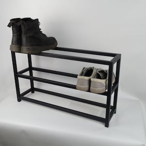 Industrial metal entryway organizer Black metal shoe rack for home decor Mid centure modern hallway indoor shoe cube Schuhregal stand gifts