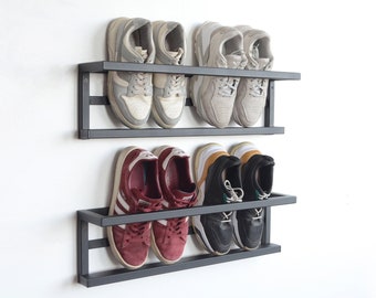 Organizador de zapatos de metal para montaje en pared de entrada Estante flotante abierto único Gabinete de zapatos schuhregal industrial Almacenamiento de zapatos de pasillo moderno Garderobe