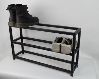 Industrial metal entryway organizer Black metal shoe rack for home decor Mid centure modern hallway indoor shoe cube Schuhregal stand gifts