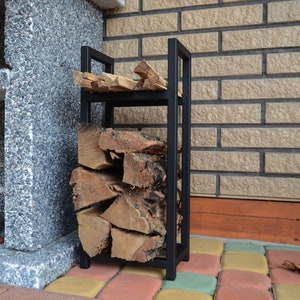 Handmade Metal Firewood Log Holder: Indoor Fire Pit Wood Storage