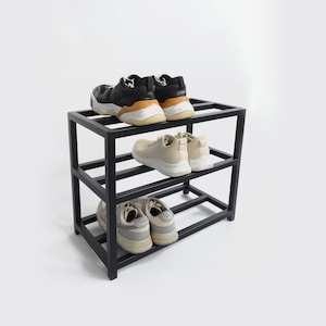 Hallway 3 Tier Metal Shoe Rack Industrial Entryway Custom Shoe