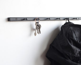 Metal wall mounted coat rack with hooks Industrial entryway shelf Modern wandgarderobe metall Bathroom towel rail Unique hallway furniture