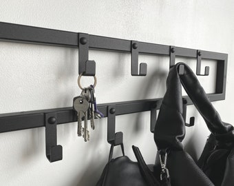 Metal Entryway Organizer: Wall Mount Shelf with Hooks
