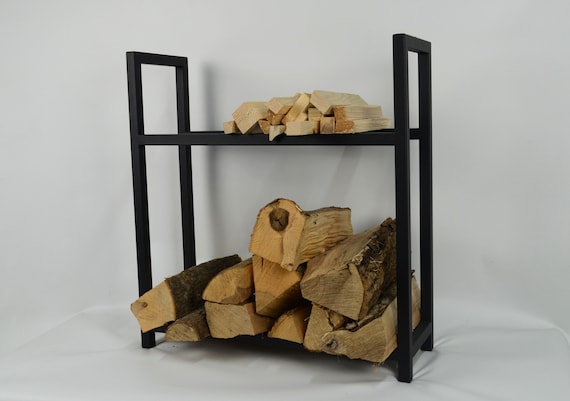 Porte-bûches de bois de chauffage intérieur en métal Rack extérieur  personnalisé pour le stockage en bois Cheminée industrielle manteau de Noël  étagère en métal cadeaux Support noir -  Canada