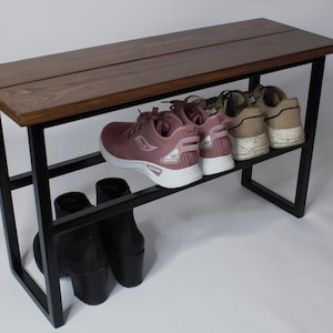 Rustic Shoe Rack 40 Industrial Shoe Storage Shoe Bench or Cabinet Shoe Rack  Bench Metal Wooden Entryway Organizer 