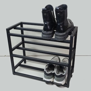 Hallway 2 Tier Metal Shoe Rack Entryway Modern Custom Shoe Organizer for  Housewaming Gift Industrial Shoe Storage Handmade Black Shoe Stand 