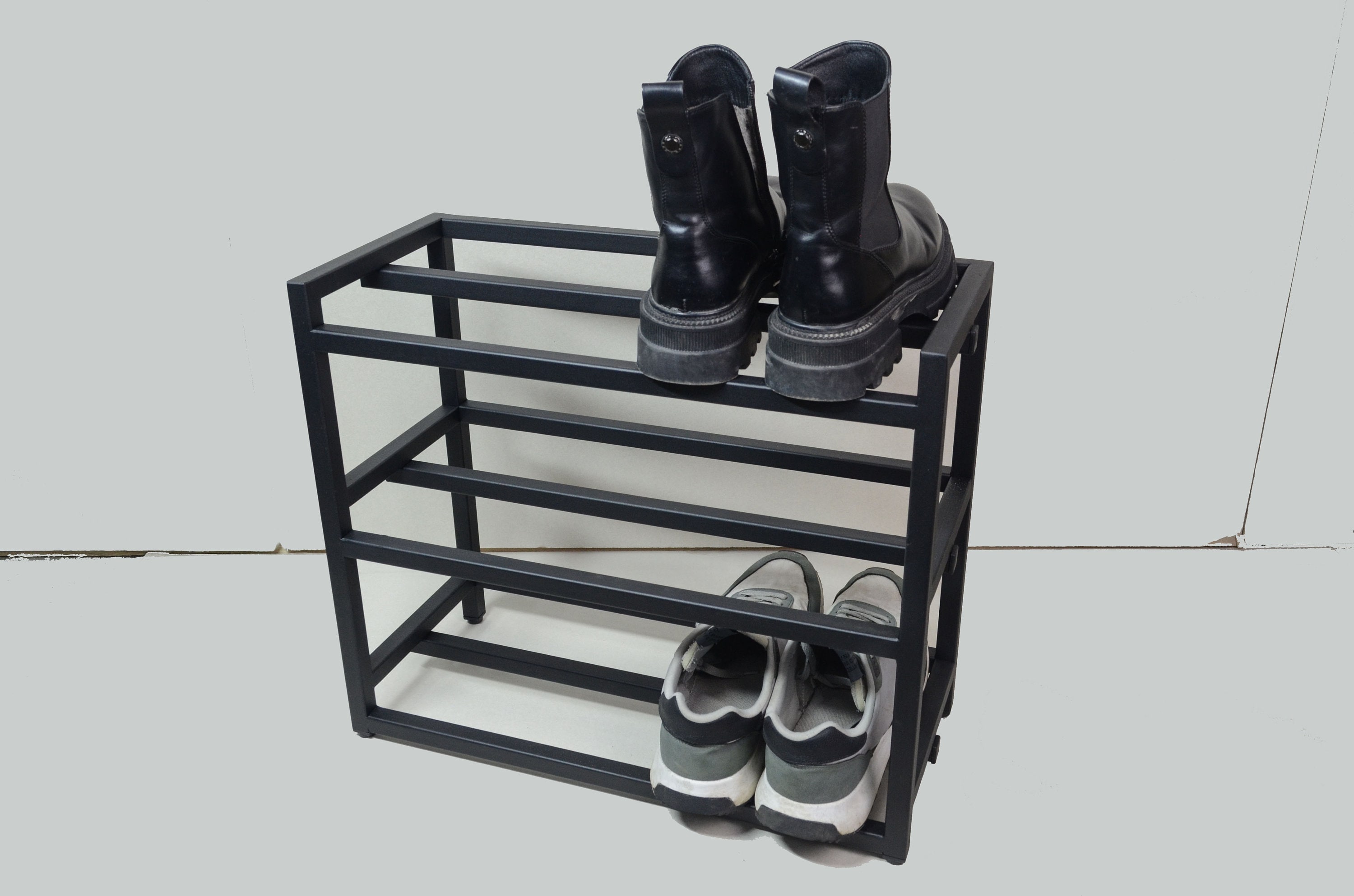 Hallway 2 Tier Metal Shoe Rack Entryway Modern Custom Shoe Organizer for  Housewaming Gift Industrial Shoe Storage Handmade Black Shoe Stand 