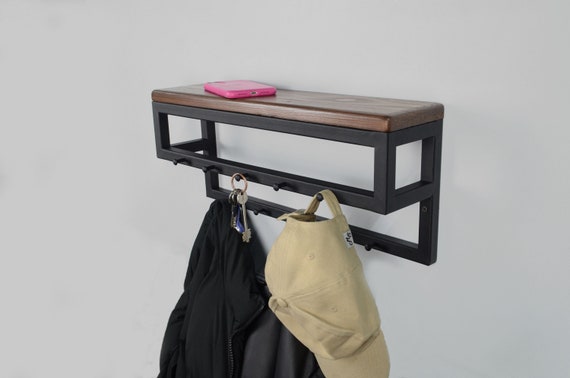 Metal Wall Mount Coat Rack With Shelf Clothing Hanger Rack Rustic