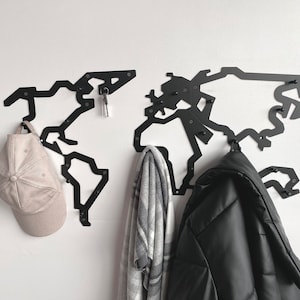 Metall Wandkarte Aufhänger für Kleidung Industrial Home Deko Regal mit Haken Unikat hängend Weltkarte Benutzerdefinierte WandGarderobe Geschenke