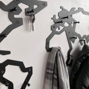 Industrial Metal Wall Mount Coat Rack: Farmhouse Entryway Organizer