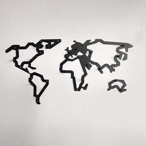 Metal wall map hanger for clothes Industrial home decor Entryway shelf with hooks Unique hanging world map Custom wall mont coat rack gifts image 2