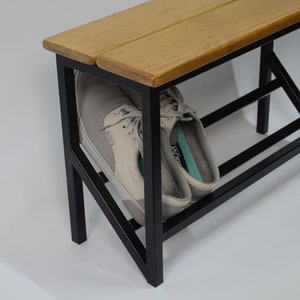 Handmade Industrial Wood Shoe Bench: Rustic Entryway Organizer