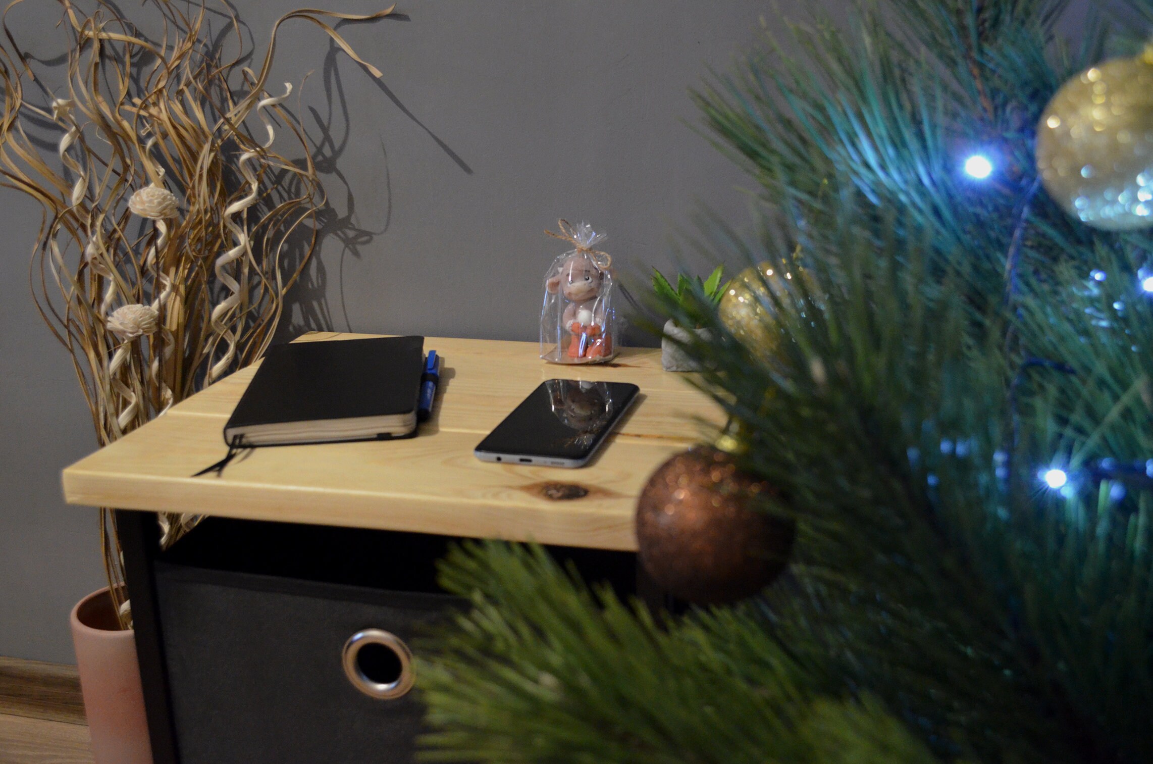 Metal Black Bedside Table Scandinavian Rustic Wood Nightstand Etsy