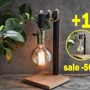 Industrial table lamp Steampunk edison metal lamp Unique vintage bedside lamp Retro lamp for home decor Desk lamp mom gift Nightstand lamp