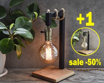 Industrial table lamp Steampunk edison metal lamp Unique vintage bedside lamp Retro lamp for home decor Desk lamp mom gift Nightstand lamp