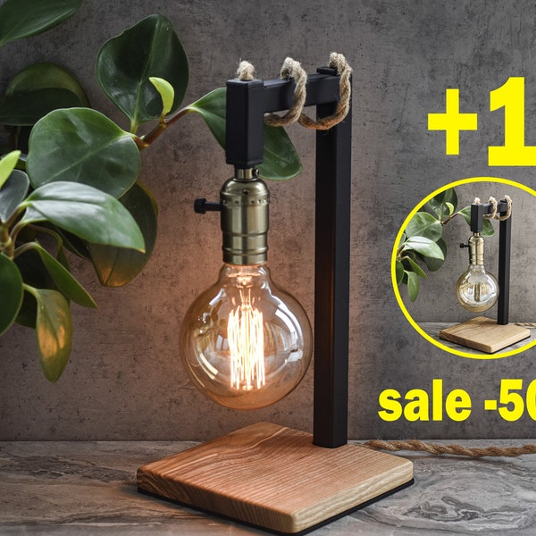 Industrial table lamp Steampunk edison metal lamp Unique vintage bedside lamp Retro lamp for home decor Desk lamp mom gift Nightstand lamp