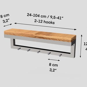 Porte-manteau mural avec crochets pour entrée, décoration en métal industrielle, étagère flottante pour couloir, porte-serviettes en bois noir, cadeaux de ferme image 3