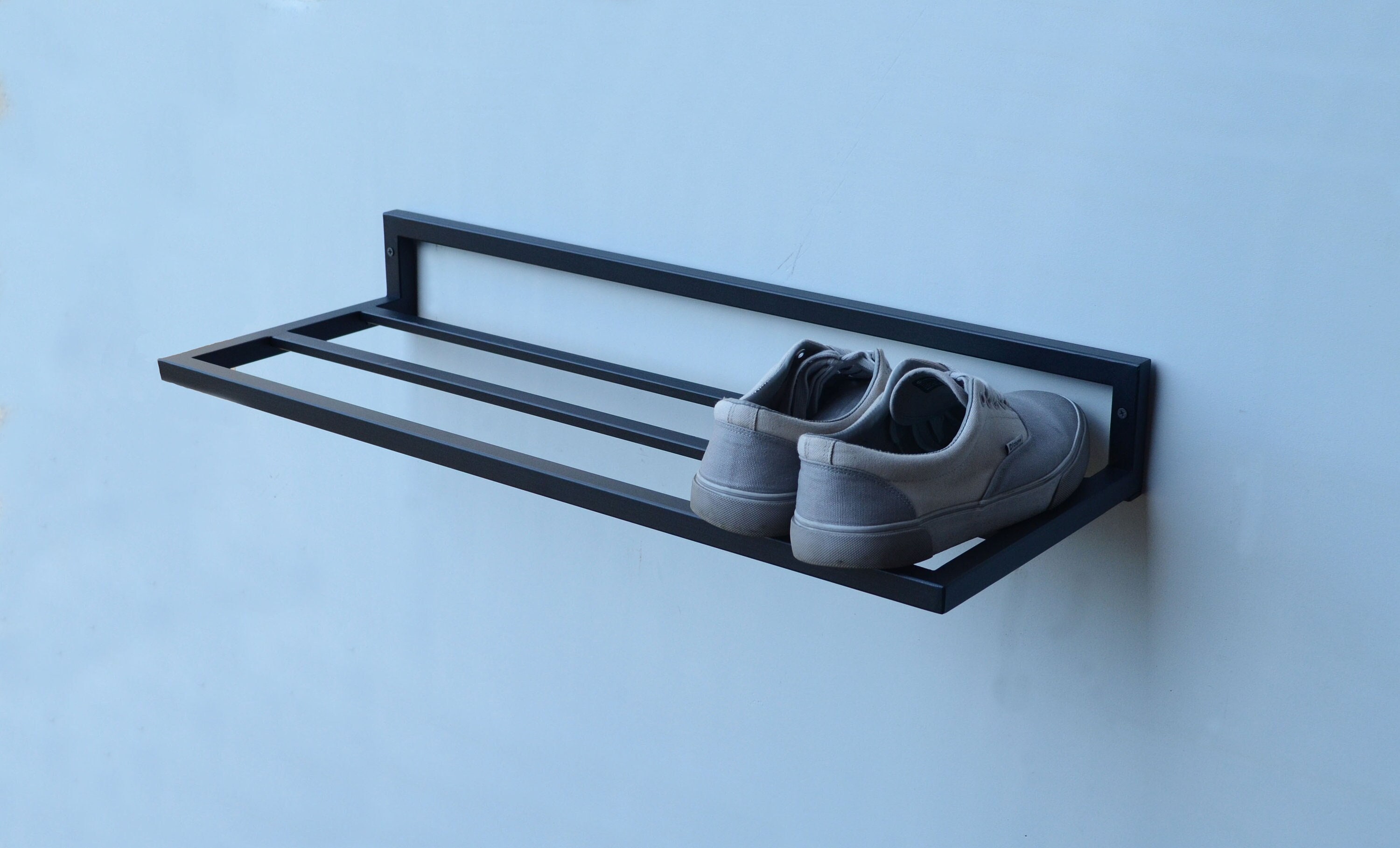 Metal Wall Mount Entryway Organizer for Shoe Industrial Black Etsy