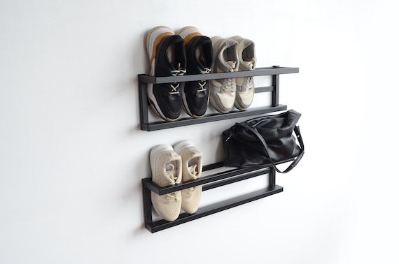 Metal Shoe Wall Rack Shoe Black Display Shelf Custom Shoe Display