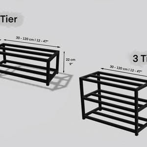 Hallway 3 tier metal shoe rack Industrial entryway custom shoe rack organizer Unique closet shoe shelf Farmhouse furniture schuhregal gifts image 4